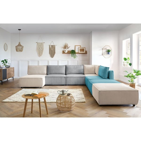 Divano angolare a U in velluto a coste variabile Nihad modular - Bobochic Paris-image-1