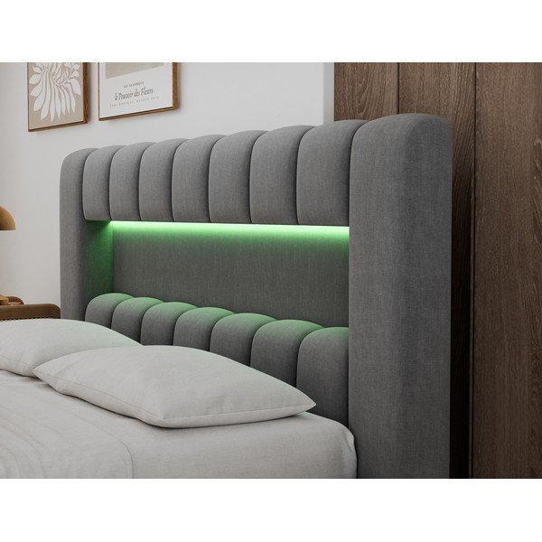 Letto matrimoniale imbottito grigio con contenitore con rete inclusa 160x200 cm Lamica – ELTAP-image-4