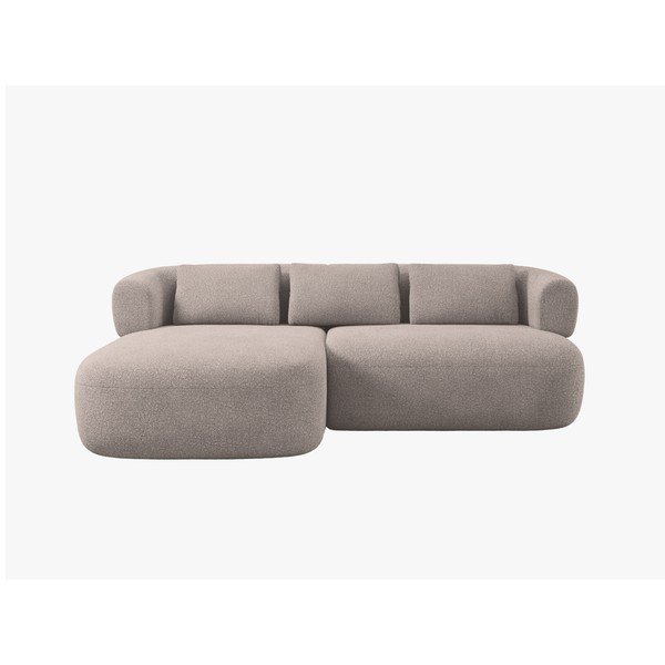Divano angolare marrone chiaro (con penisola a sinistra/con chaise lounge) con rivestimento in bouclé Jenny – Micadoni -image-1