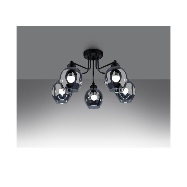 Plafoniera nera con paralume in vetro 59x59 cm Garten – Sollux-image-1