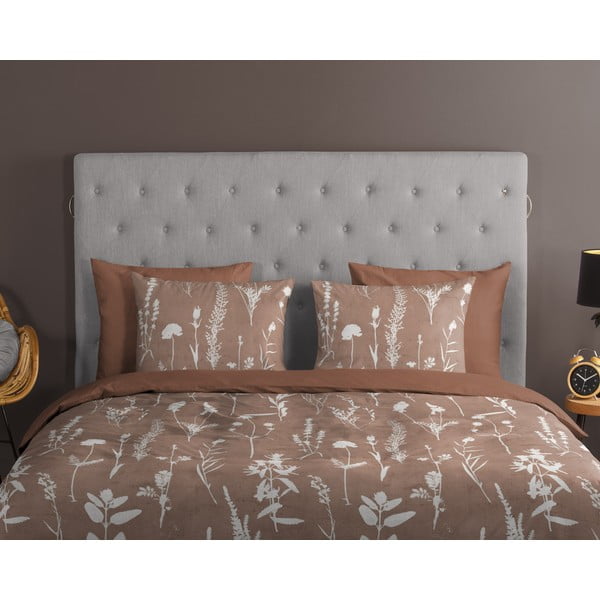 Set copripiumino e federa marrone in cotone per letto singolo ed esteso 140x220 cm Rav – Good Morning-image-2