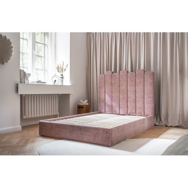 Letto matrimoniale imbottito rosa con vano contenitore con griglia 160x200 cm Dreamy Aurora - Miuform-image-2
