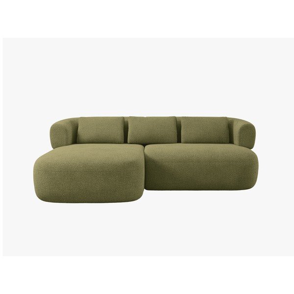 Divano angolare verde (con penisola a sinistra/con chaise lounge) con rivestimento in bouclé Jenny – Micadoni -image-1