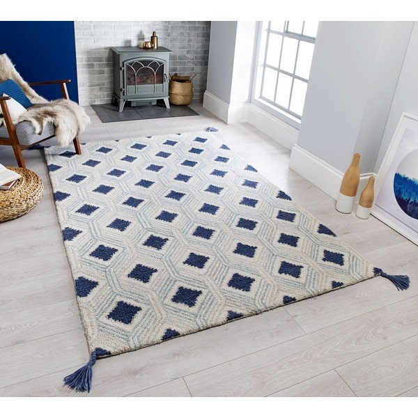 Tappeto in lana blu/grigio 120x170 cm Marco - Flair Rugs-image-4
