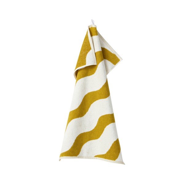 Asciugamano giallo/color crema in cotone 50x70 cm Waves – Jotex-image-2