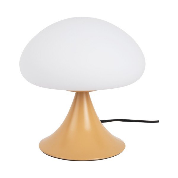 Lampada da tavolo giallo ocra in metallo con paralume in vetro (altezza totale 21 cm) Hongo – Leitmotiv