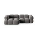 Divano angolare grigio (con penisola a sinistra/con chaise lounge) con rivestimento in velluto Loretto – Cosmopolitan Design