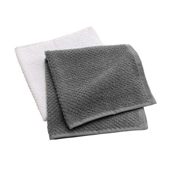 Set di asciugamani tipo terry bianchi/grigi in cotone 2 pz 50x50 cm Gourmet – douceur d'intérieur