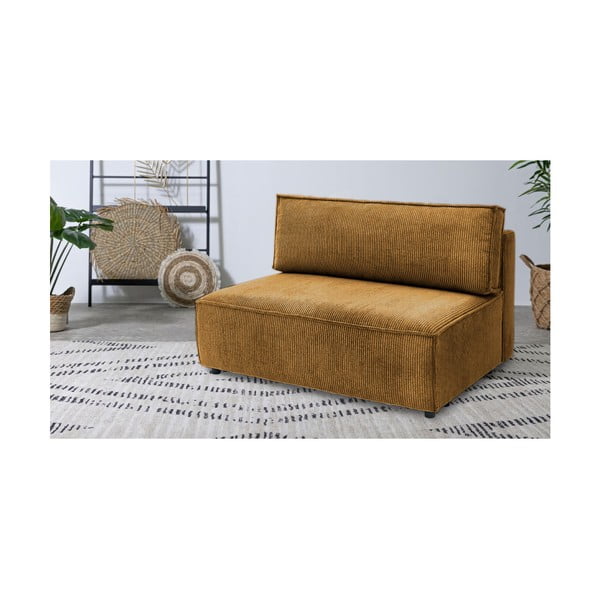 Modulo divano in velluto a coste color senape, parte centrale Nihad modular - Bobochic Paris-image-1