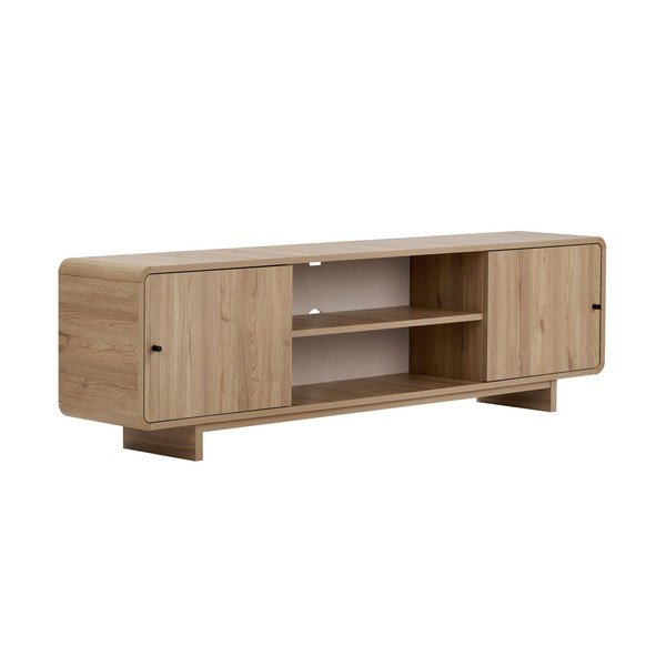 Mobile TV colore naturale chiaro con effetto rovere 180x52x34 cm Mirel – Nordure