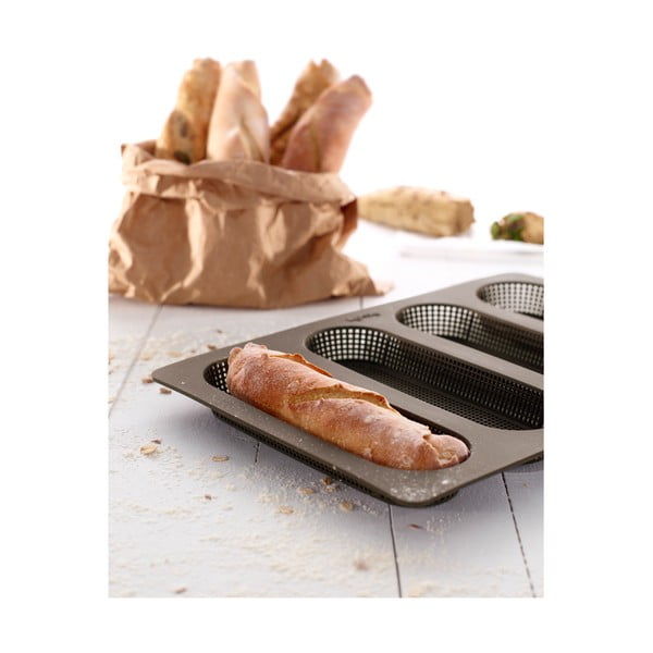 Set di stampi da forno in silicone adatti per baguette/adatti per pane 3 pz Essential – Lékué-image-1