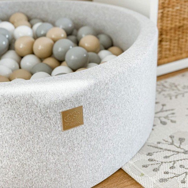 Piscina di palline grigia in velluto a coste ø 90x30 cm Montessori – Meowbaby-image-2
