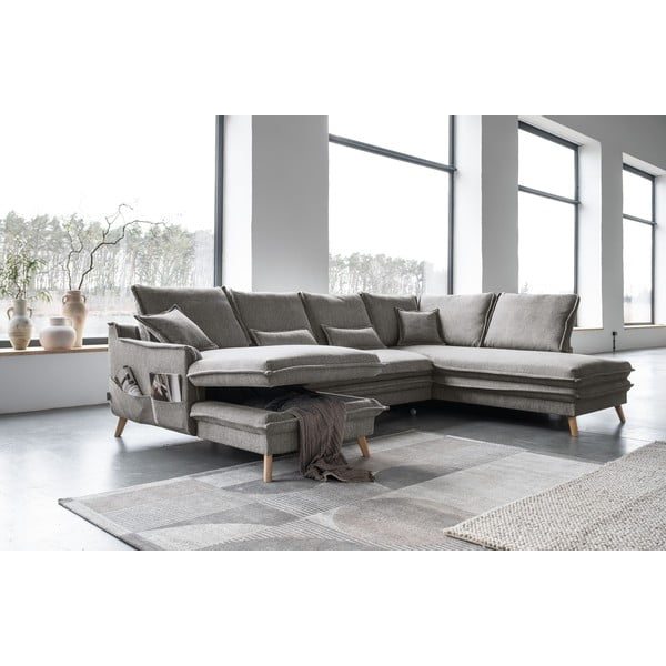 Divano letto angolare grigio (angolo destro/"U") Charming Charlie - Miuform-image-4