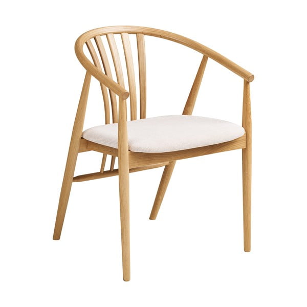 Sedia da pranzo di colore naturale in rovere massiccio con braccioli Agustin – House Nordic