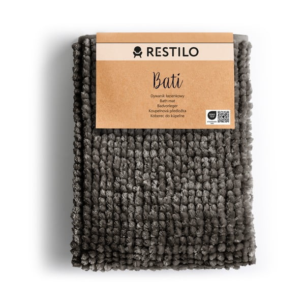 Tappetino per il bagno grigio scuro 70x120 cm Bati – Restilo