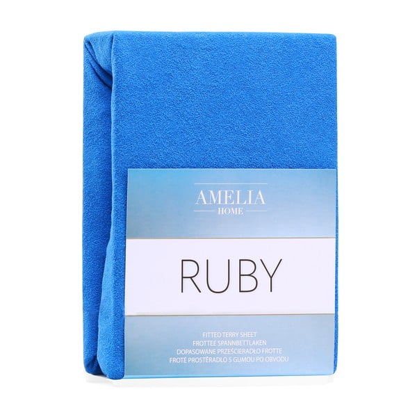 Lenzuolo con angoli blu ad alto contenuto di cotone, 100/120 x 200 cm Ruby - AmeliaHome-image-1