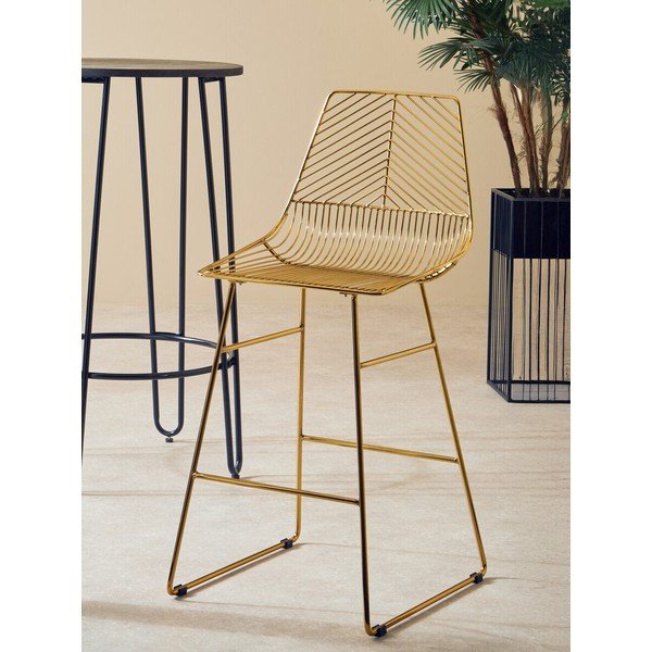 Sgabello da bar dorato in metallo District – Premier Housewares-image-1