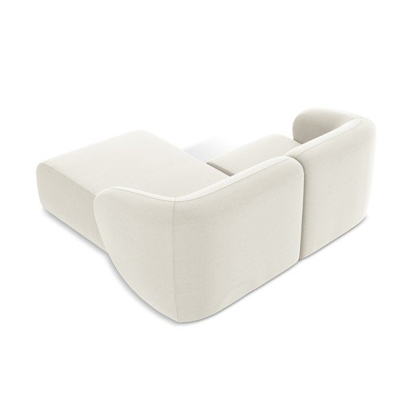 Divano angolare beige (con penisola a destra/con chaise lounge) con rivestimento in velluto Lani – Makamii-image-3