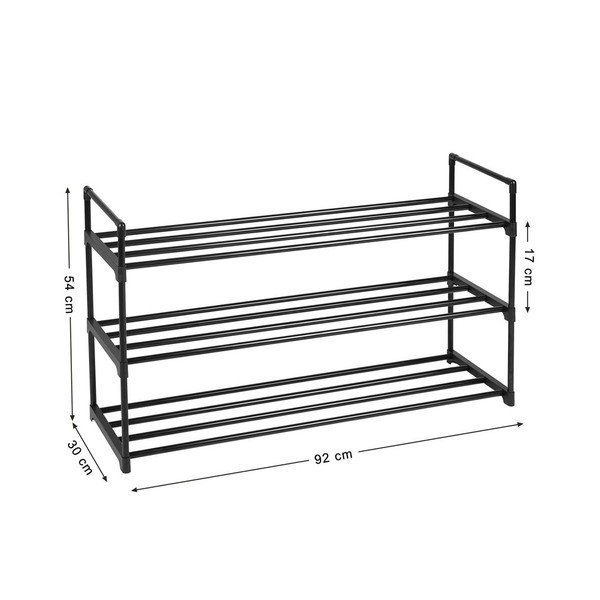 Scaffale in metallo nero per 12 paia di scarpe, larghezza 92 cm - Songmics-image-2
