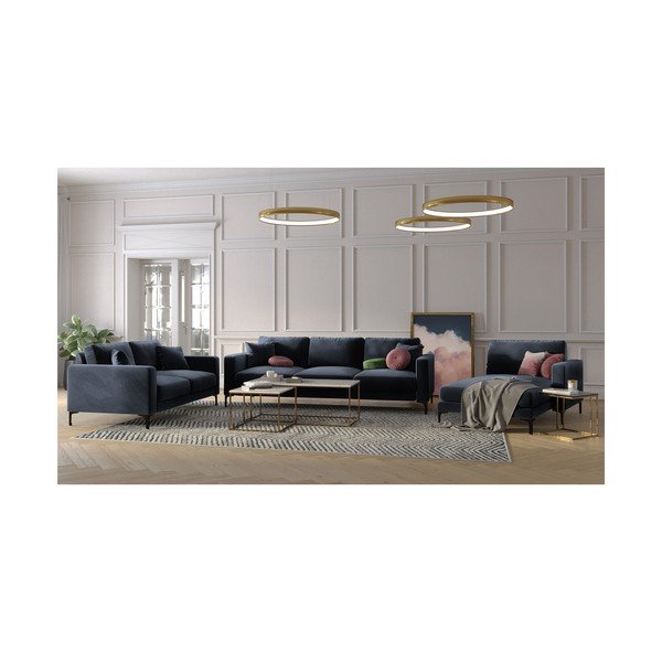 Divano in velluto blu scuro, 158 cm Harmony - Kooko Home-image-4