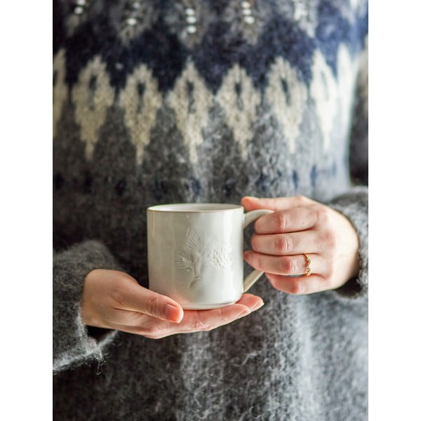 Tazza in crema con motivo natalizio in gres 300 ml Winter - Bloomingville-image-2