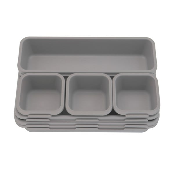 Set di 8 organizzatori per cassetti in plastica grigi - Addis-image-2