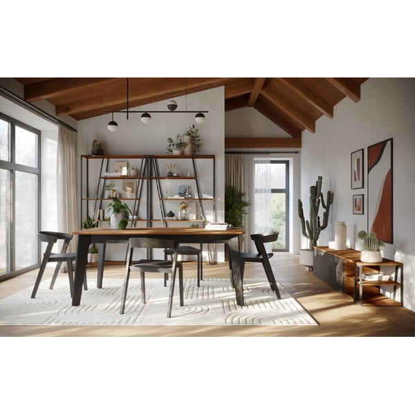 Tavolo da pranzo pieghevole con piano in legno di noce in colore naturale 100x180 cm Shadow - TemaHome-image-1