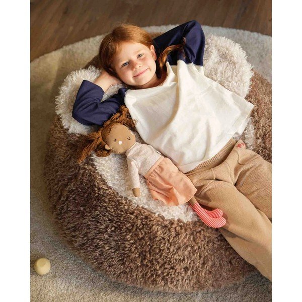 Pouf a sacco per bambini marrone con rivestimento in pelliccia sintetica Yeti – Wigiwama-image-4