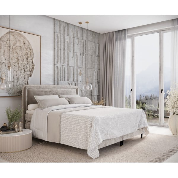 Letto boxspring marrone chiaro 180x200 cm Dove - Maison de Rêve-image-1