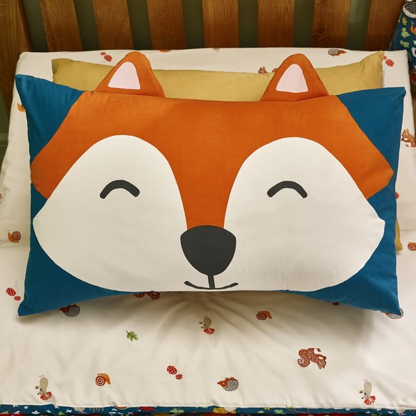 Set copripiumino e federa da bambini verde e beige per letto singolo 135x200 cm Fox and Woodland Friends – Catherine Lansfield-image-3