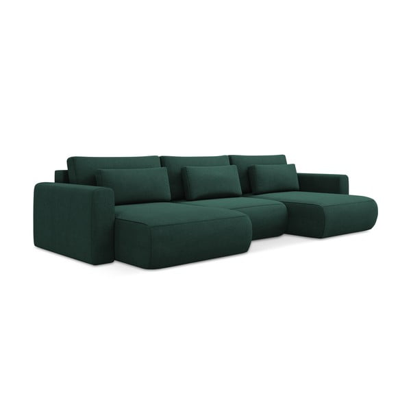 Divano angolare verde allungabile/con contenitore (a U) Kapua – Makamii-image-1