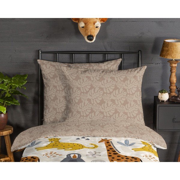 Biancheria da letto per bambini marrone chiaro in flanella per letto singolo 140x200 cm Jungle – Good Morning-image-2