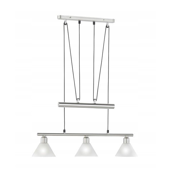 Lampadario argentato con paralume in vetro Stamina – Trio