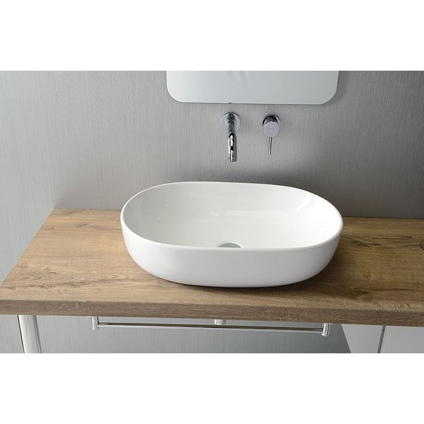 Lavabo in ceramica bianca , 60 x 42 cm Caleo - Sapho-image-2