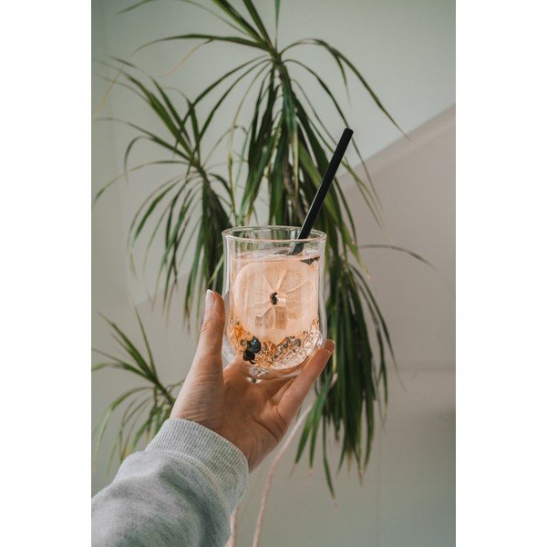 Set di 6 cannucce in vetro nero per bere, lunghezza 20 cm - Vialli Design-image-4