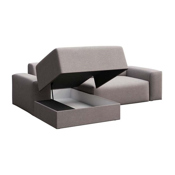 Divano angolare grigio allungabile e con contenitore (con penisola a sinistra e chaise lounge) rivestito in velluto Villet – Rodier-image-3