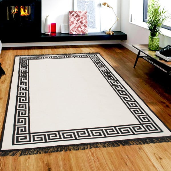 Tappeto bifacciale beige e nero Justed, 80 x 150 cm - Cihan Bilisim Tekstil-image-1