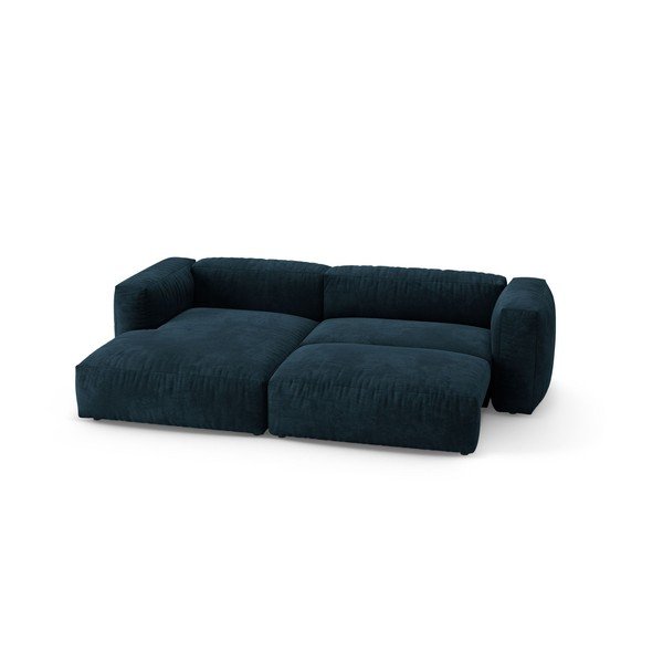 Divano angolare componibile blu scuro allungabile (con penisola a sinistra/con chaise lounge) con rivestimento in velluto – Micadoni -image-4