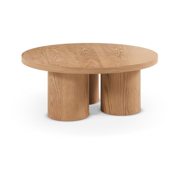 Tavolino da salotto rotondo di colore naturale con effetto rovere ø 100 cm Arancha – MOME-image-2