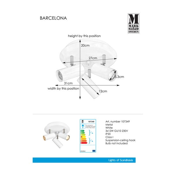 Lampada da parete bianca Barcelona Tres - Markslöjd-image-2