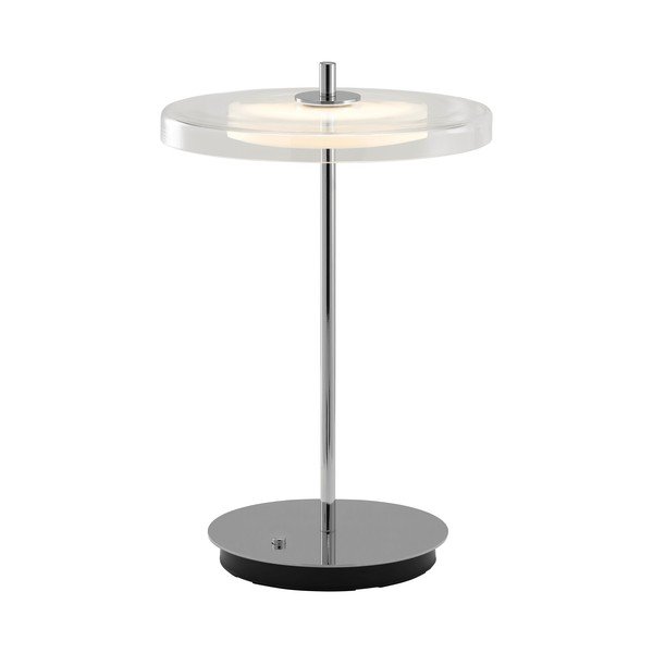 Lampada da tavolo LED argentata in acciaio con paralume in vetro con porta USB (altezza totale 31 cm) Asteria Move – UMAGE