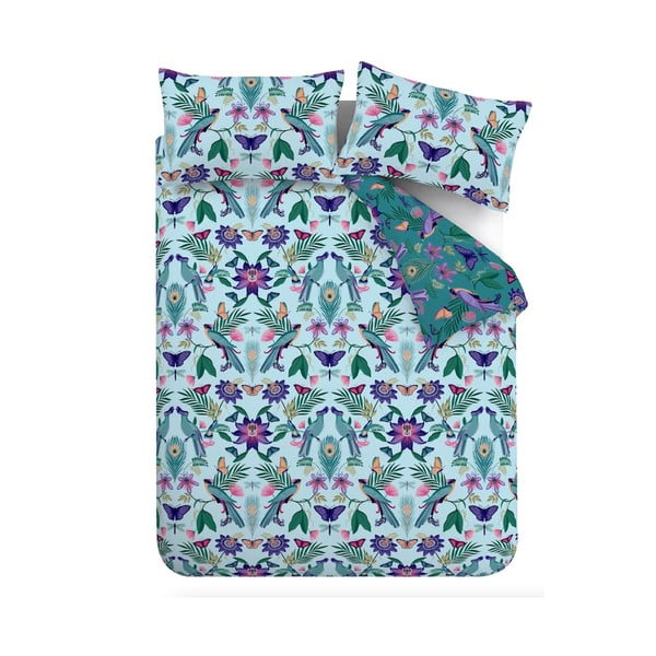 Set copripiumino e federa blu per letto singolo 135x200 cm Mya Tropical Floral – Catherine Lansfield