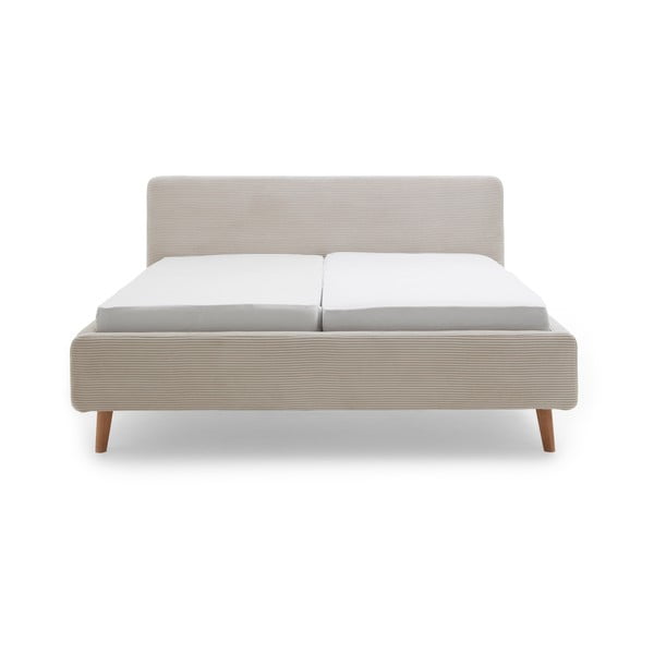 Letto matrimoniale imbottito beige con contenitore con rete inclusa 160x200 cm Mattis Cord – Meise Möbel-image-2