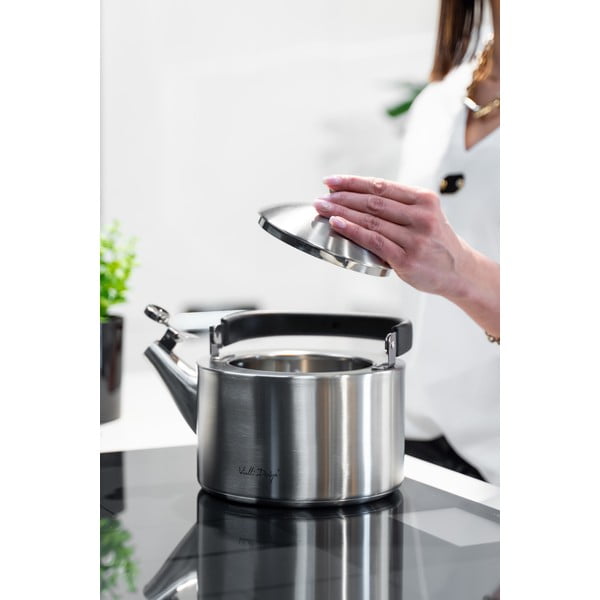 Bollitore in acciaio inox smerigliato con stantuffo , 1,5 l Diamante - Vialli Design-image-1