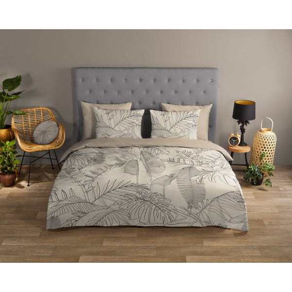 Set copripiumino e federa beige in cotone per letto singolo ed esteso 140x220 cm Sym – Good Morning-image-1