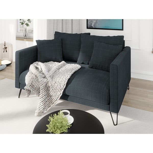 Divano grigio scuro con rivestimento in ciniglia 140 cm Freya – Ropez-image-3