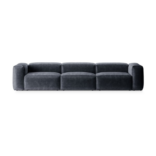 Divano blu polveroso con rivestimento in velluto a coste 364 cm Bergamo – Cosmopolitan Design