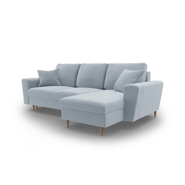 Divano angolare azzurro allungabile e con contenitore con rivestimento in velluto Kyoto – Cosmopolitan Design-image-4