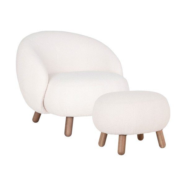 Poltrona con poggiapiedi color crema Savona – House Nordic