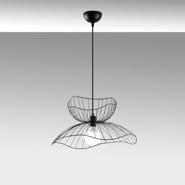 Lampadario nero con paralume in metallo ø 50 cm Farac – Opviq lights-image-3